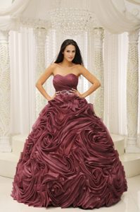 Wonderful Rust Red Sweetheart Dress for Quinceaneras with Beaded Sash