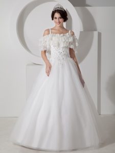 Beautiful Princess Straps Church Wedding Dresses in Tulle with Appliques