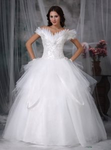 Ball Gown Off Shoulder Church Wedding Dresses in Tulle with Appliques