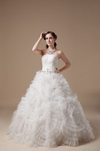 Best Ball Gown Strapless Wedding Anniversary Dress in Satin And Tulle