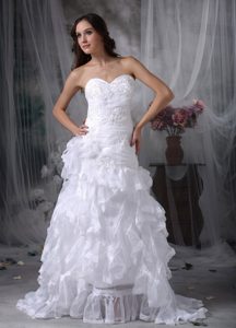 Romantic Sweetheart Wedding Dresses in Organza with Appliques