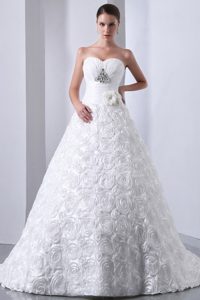 Hot Sweetheart Garden Wedding Dress with Rolling Flowers and Beading