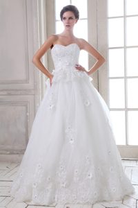 Beaded and Appliqued Wedding Dresses with Sweetheart and Brush Train