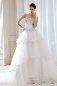 Exquisite Beaded and Appliqued Princess Strapless Church Wedding Dress