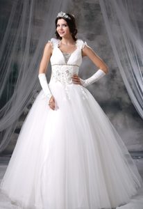 Long Wedding Gowns with Appliques and Flowers on Sale