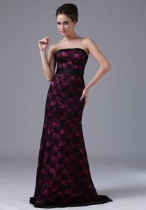 2013 Sexy Column Strapless Lace Maxi Dress with and Lace-up Back