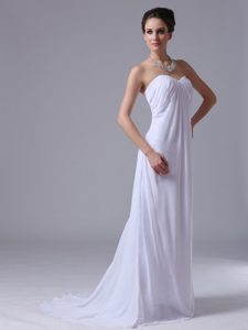 Popular Empire Chiffon Sweetheart Maxi Dress with Zipper-up Back on Promotion