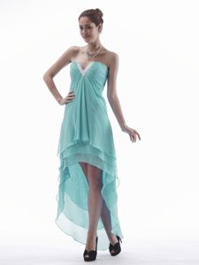 Elegant High-low V-neck Chiffon Maxi Dresses with Ruching for Custom Made