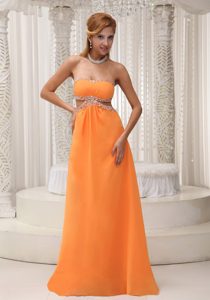 Sexy Orange Empire Prom Maxi Dresses in Chiffon with Beaded Cut Outs