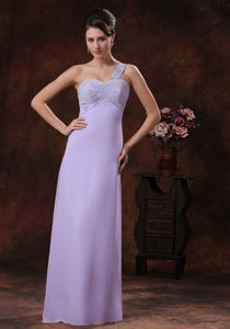 Lilac Beaded Single Shoulder Chiffon Prom Maxi Dresses Popular Nowadays