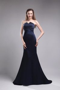 Perfect Column Strapless Satin Maxi Dress in Navy Blue Best Seller in 2013