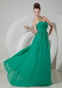 Turquoise Ruched Sweetheart Prom Maxi Dress in Chiffon with Brush Train