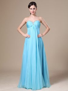 Brand New Empire Beaded Chiffon Prom Maxi Dresses in Aqua Blue on Sale