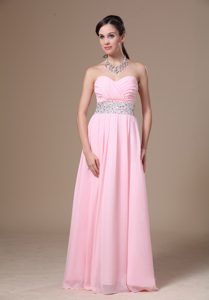 Cute Sweetheart Pink 2013 Prom Maxi Dress in Chiffon with Beaded Waist