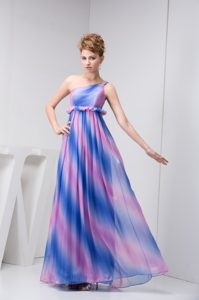 Pretty One Shoulder Pleated Prom Maxi Dresses in Ombre Colors for Less