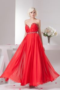New Empire Ankle-length Sweetheart Maxi Dress in Chiffon with Beading