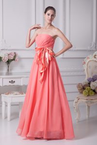Exquisite Strapless Long Maxi Dress with Bowknot Made in Chiffon