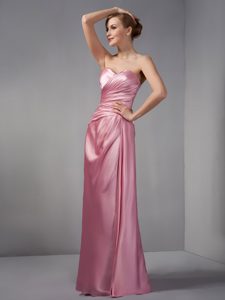 Rose Pink Ruched Mother Dresses for Wedding with Sweetheart Neck in Taffeta