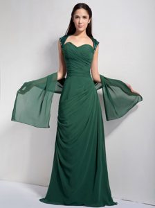 Custom made Dark Green Beauty Mother Dress with Ruches and Cutout on Back