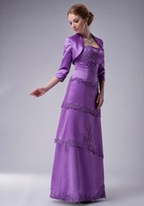 Sexy Strapless Purple Prom Mother Dress for Wedding with Layers and Appliques