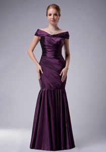 Purple Mermaid off The Shoulder Dresses for Mother in Taffeta with Ruches 2012