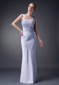 Straps Long Satin Prom Mother Dress for Wedding in Lilac with Appliques