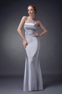 New Sliver Column Strapless Dress for Mother with Appliques in Satin for Spring