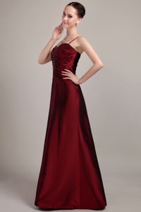 Beaded and Ruched Prom Mother Dresses for Wedding with Straps in Wine Red