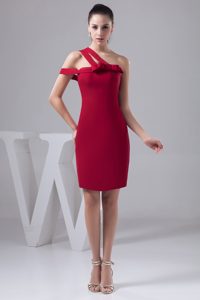Asymmetrical Mini-length Beauty Mother Dress with Bowknot in Satin for Summer