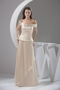 Dressy Ivory off-the-shoulder Beading Mother Dress in Taffeta with Long