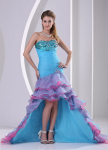Custom Made Muti-Color High Low Mermaid Prom Gown Dress for Summer