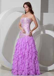 Discount Lavender Column Strapless Prom Gown Dresses with Beading