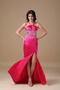 V-neck Taffeta Prom Dresses in Coral Red for Wholesale Price