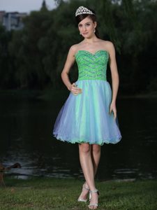 Sweetheart Mini-length Prom Dress for Petite Girls in Green with Beading