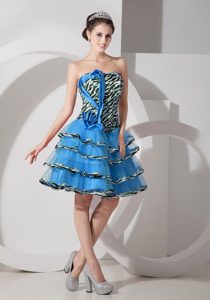 Beautiful Teal Strapless Layered Prom Outfits in Organza and Zebra
