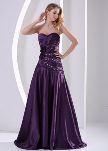 Eggplant Purple Princess Prom Dresses for Girls with Beading and Ruche