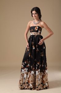 Cheap Multi-color Empire Strapless Prom Dress to Long in Printing
