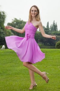 Lavender One Shoulder Ruched Bridesmaid Dress in Chiffon Best Seller