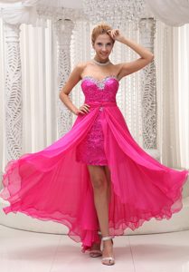 Hot Pink Beaded Sweetheart Sequined Fabulous Cocktail Dress for Nightclub