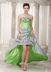 Spring Green High-low Ruched Impressive Nightclub Dresses with Beading