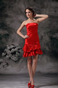 Gorgeous Strapless Ruched Mini-length Taffeta Prom Dresses for Nightclub