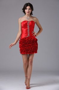 Red Ruched Zipper-up Taffeta 2013 Magnificent Cocktail Dress for Nightclub