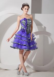 Gorgeous Purple Strapless Lace-up Zebra Cocktail Dress for Nightclub