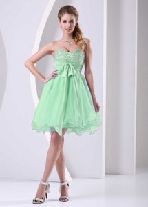 Fabulous Spring Green Sweetheart Beaded Chiffon Nightclub Dress with Sash