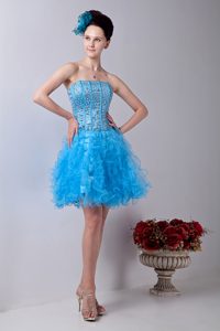Charming Baby Blue Zipper-up Summer Prom Dresses for Nightclub