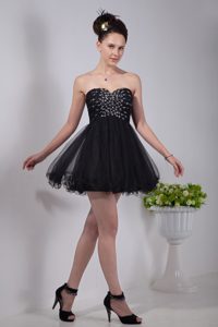 Romantic Sweetheart Beaded Organza Celebrity Nightclub Dresses in Black