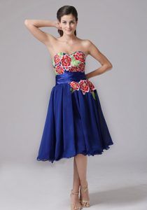 Best Blue Sweetheart Celebrity Party Dress to Knee-length with Appliques