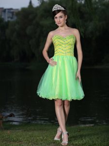 Affordable Green Sweetheart Beaded Cocktail Party Dresses in Organza