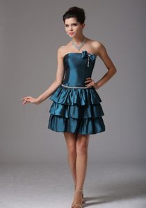 Customize Layers Ruffled Prom Party Dress with Bow and Beading