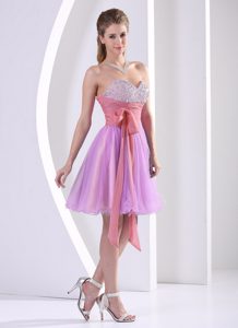 Popular 2014 Beaded Sweetheart Multicolor Knee-length Party Dress with Sash